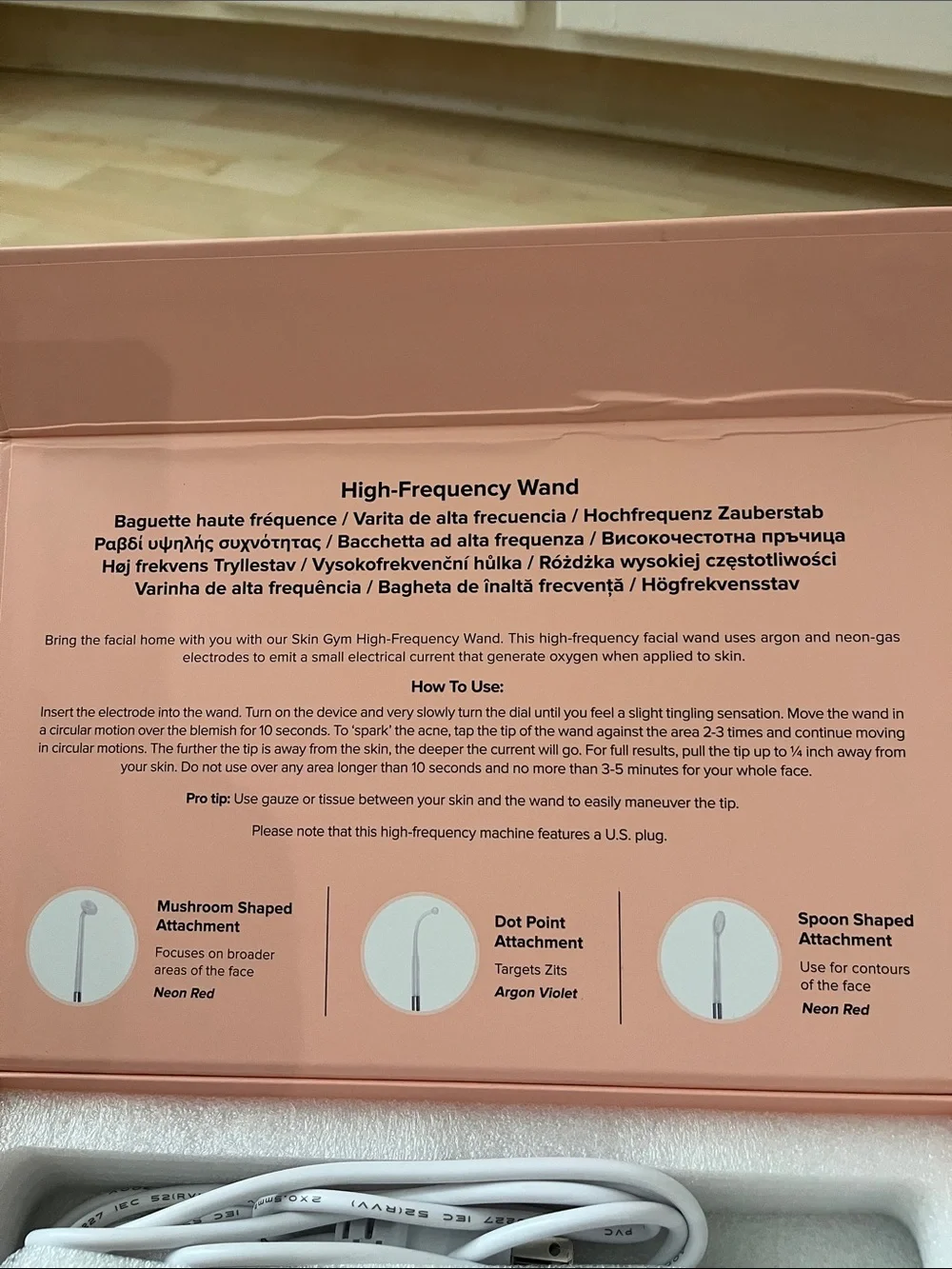 Skin Gym High-Frequency Wand in Pink - Acne & Blemish Treatment